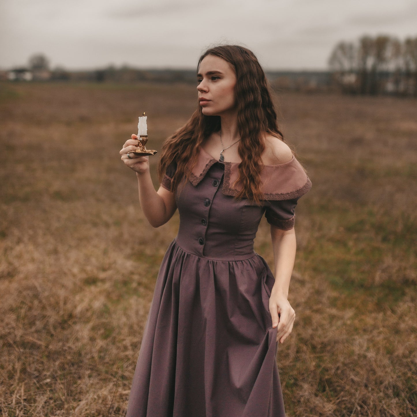 Wuthering Heights off shoulder cottagecore linen dress. Handmade off shoulder full circle linen retro style dress with linen lace