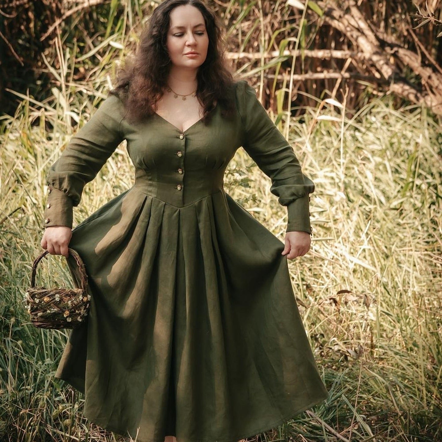 Acorn green forest dress