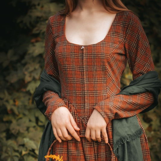 Tartan wool rust Demelza dress