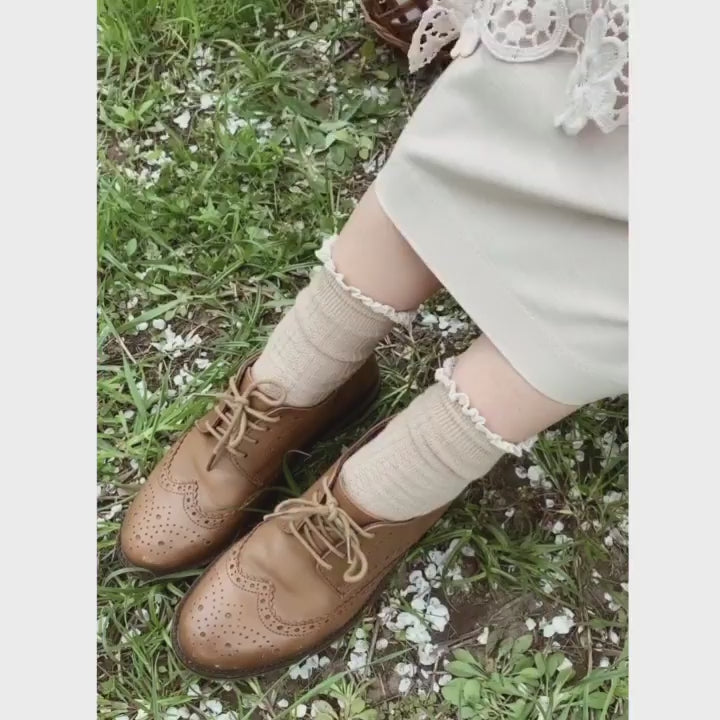 Handmade Anne of green Gables style beige lace apron and wood buttons, natural sustainability linen cottagecore dress. 