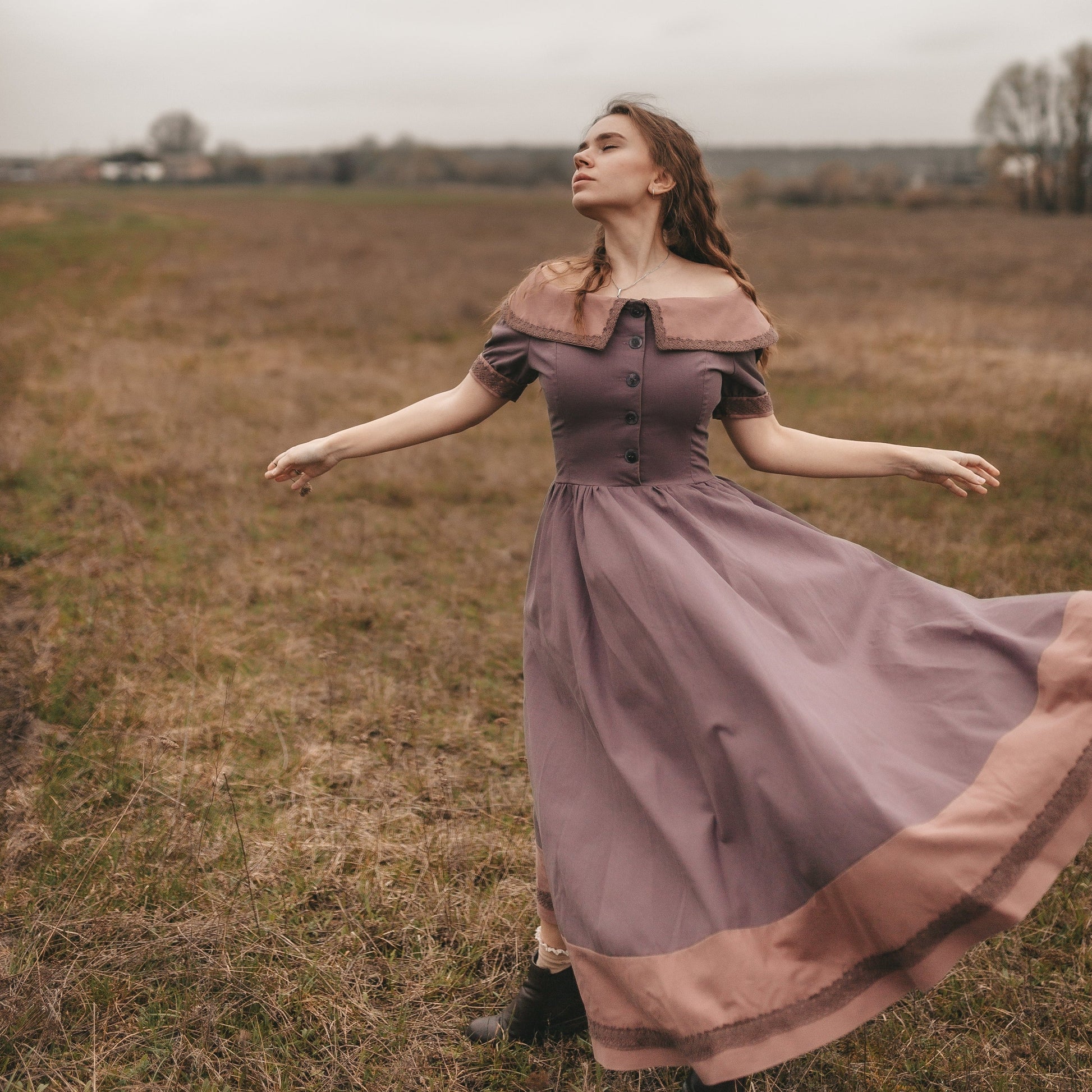 off the shoulder cottagecore dress Long Tulle Off The Shoulder Cottagecore Dress
