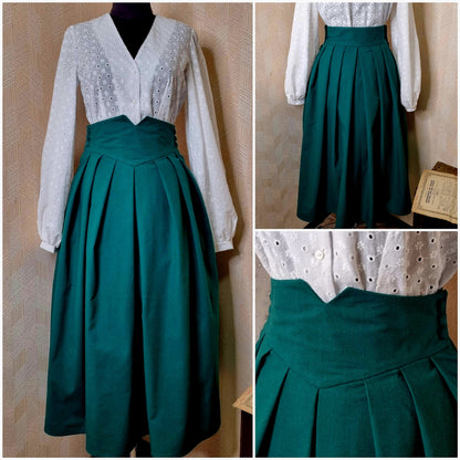 Dark academia green corset linen skirt. Handmade goblincore cottagecore forest elven witch clothes. Natural sustainability linen clothes.