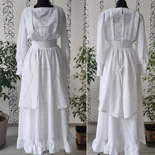 Edwardian victorian wedding gibson girl 1900s gown walking tea day dress. Handmade Retro style edwardian victorian gibson girl 1900s suffragette aestetic wedding dress.