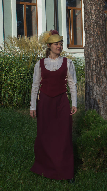 Plum edwardian costume