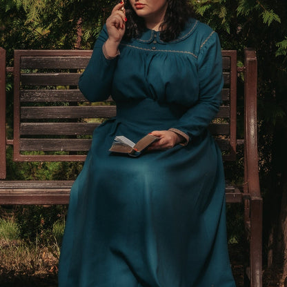 Enola Holmes Sofie Hatte victorian edwardian skirt and blouse. Handmade gibson girl suffragette 1900s walking linen corset skirt and blouse with embroidery and peter pan collar.