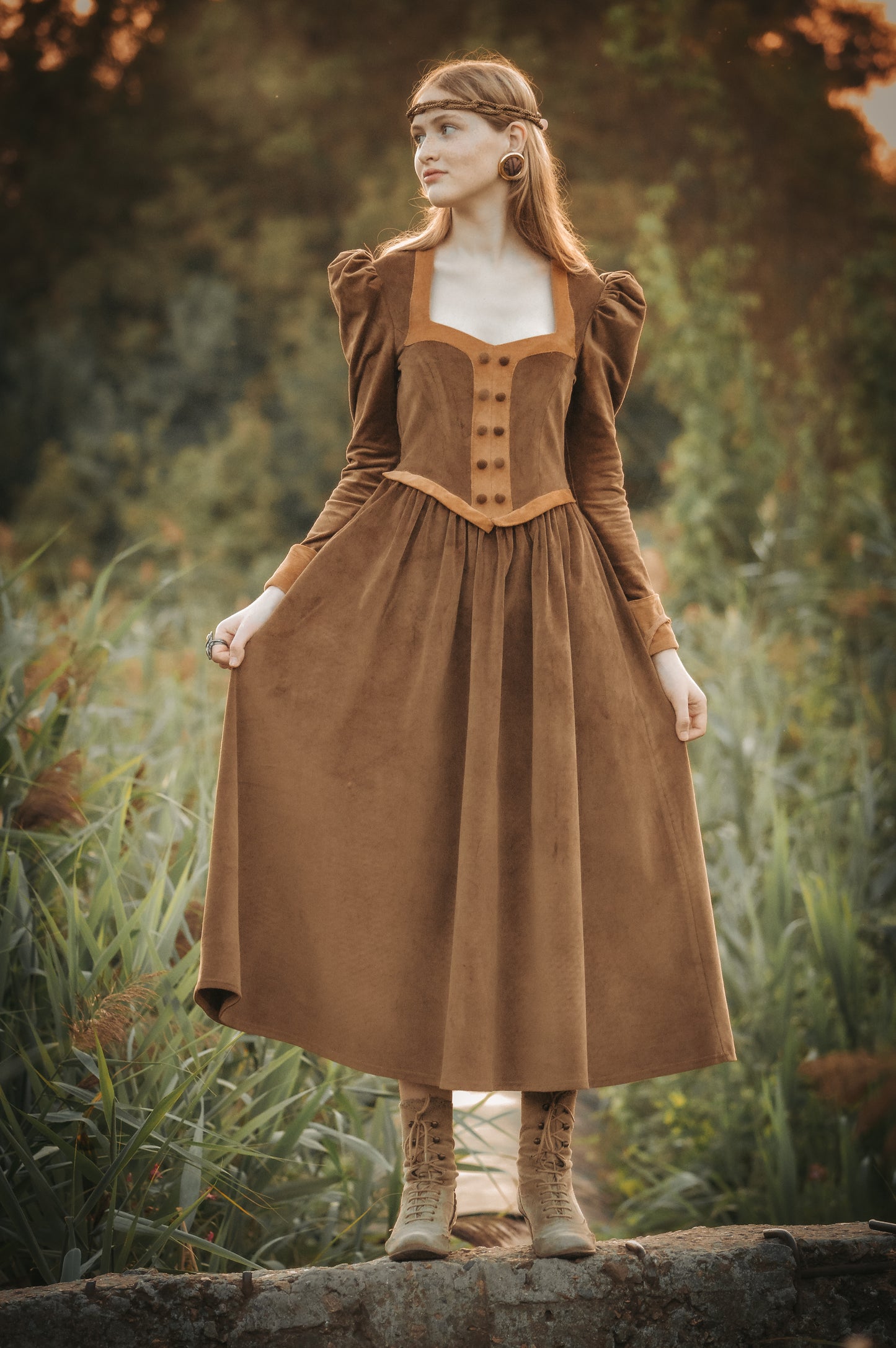 Lady Autumn Pumpkin corduroy dress