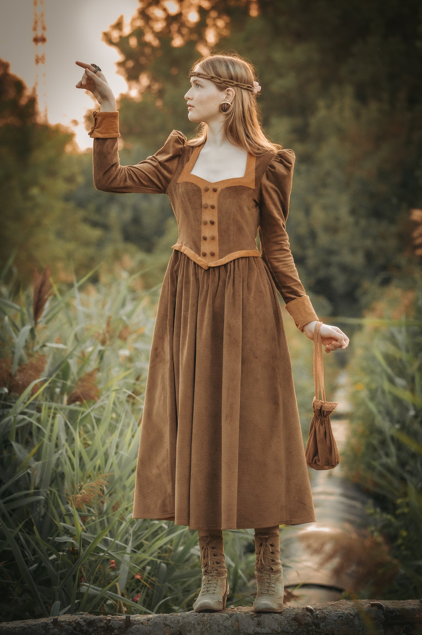 Lady Autumn Pumpkin corduroy dress