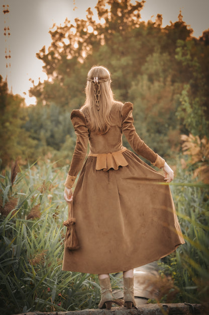 Lady Autumn Pumpkin corduroy dress