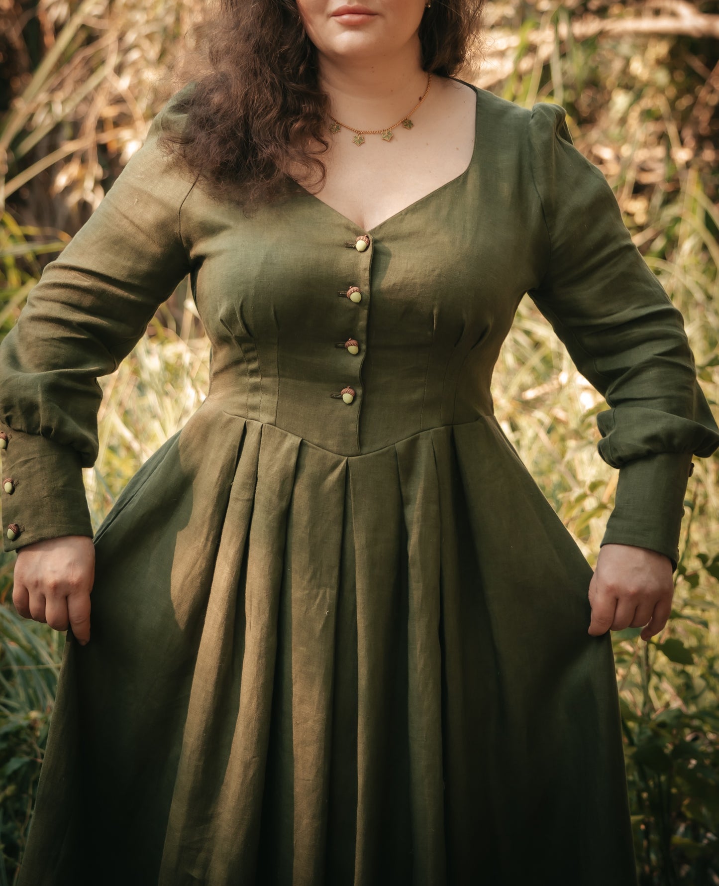 Acorn green forest dress