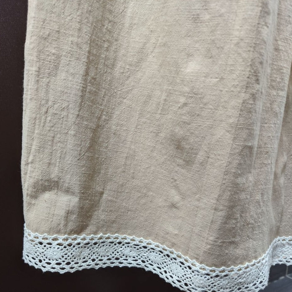 Edwardian victorian beige petticoat with linen lace