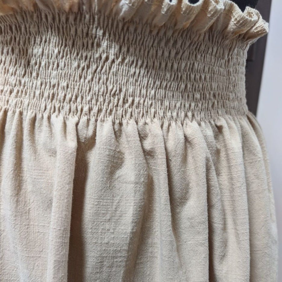 Edwardian victorian beige petticoat with linen lace