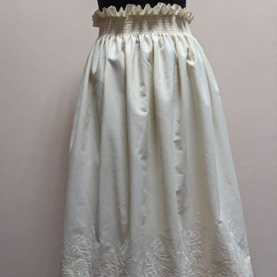 Edwardian victorian ivory petticoat with embroidery