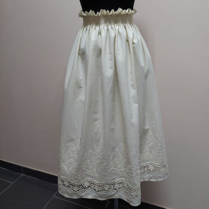 Edwardian victorian ivory petticoat with embroidery