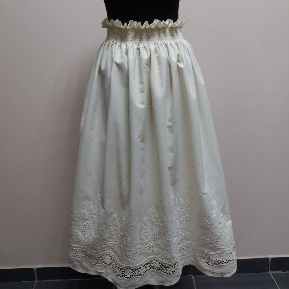 Edwardian victorian ivory petticoat with embroidery