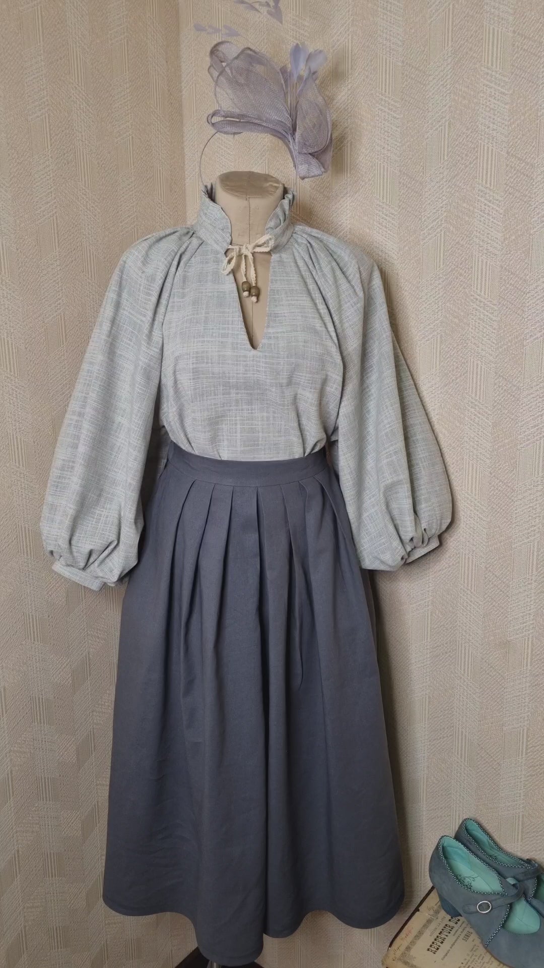 Secret pants grey linen skirt trousers and blouse