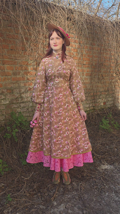 Tea rose dress, lace skirt and hat
