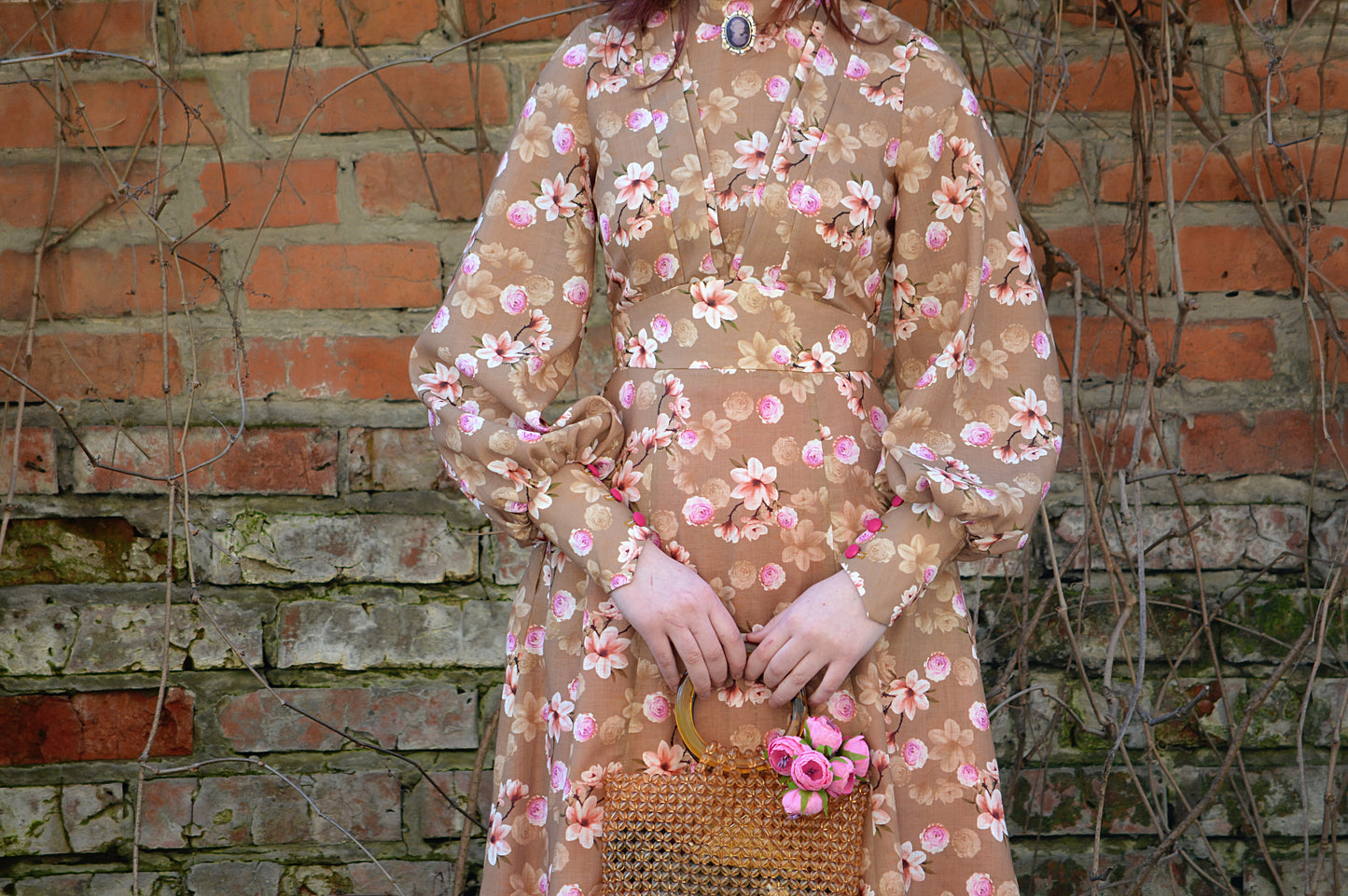 Tea rose dress, lace skirt and hat