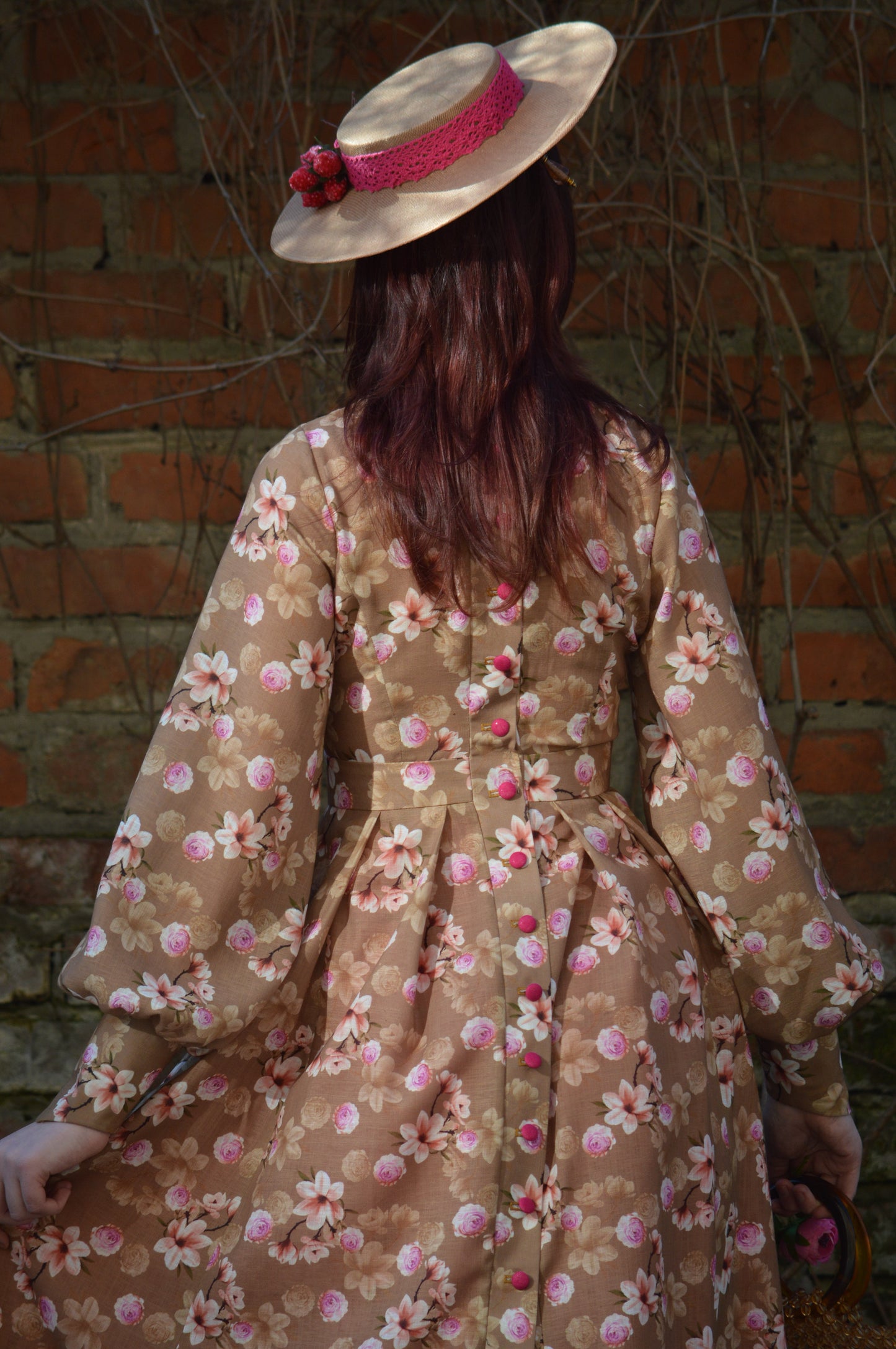 Tea rose dress, lace skirt and hat
