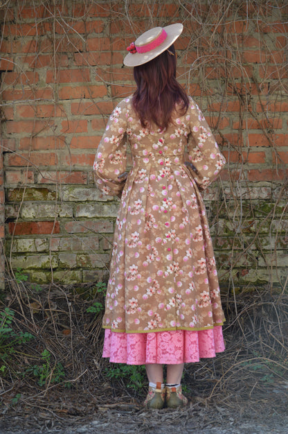 Tea rose dress, lace skirt and hat